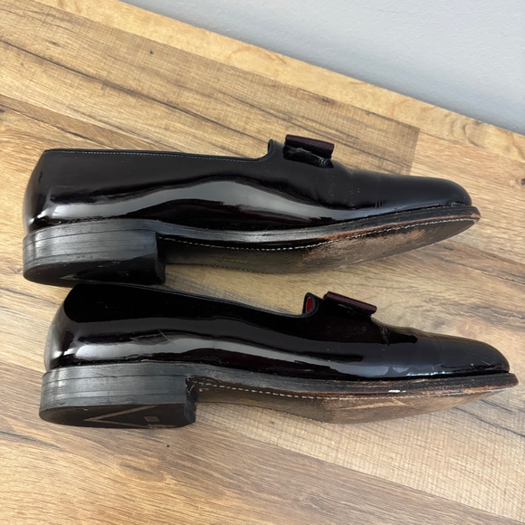 Allen Edmonds Ritz Tuxedo Loafers Black Patent Leather Grosgrain Bow Men’s - Picture 7 of 8